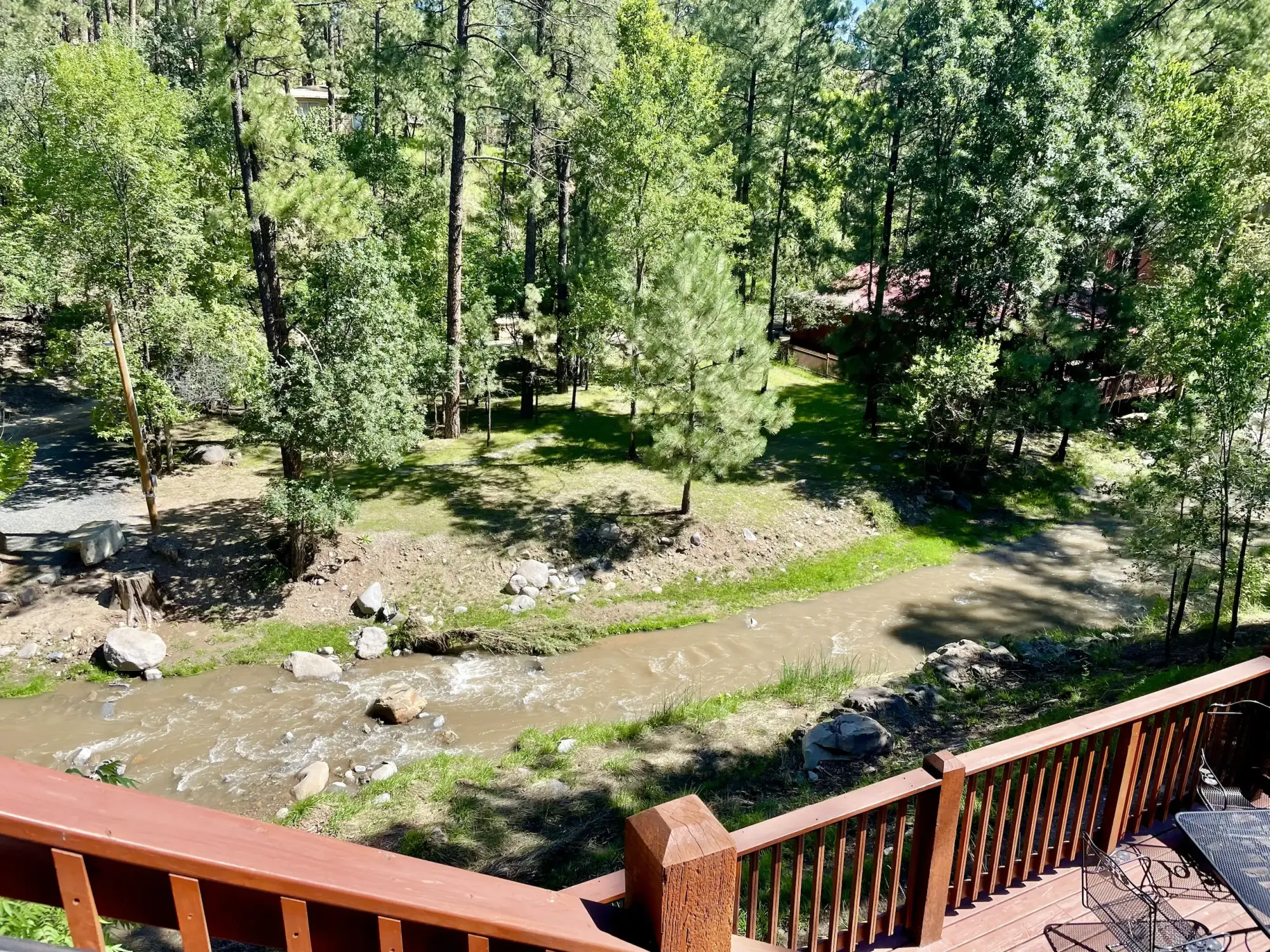The Rio Ruidoso from one of Sacred Grounds's three decks.